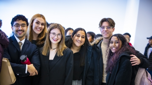 group of students smiling at camera