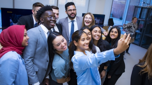 group of student taking selfie