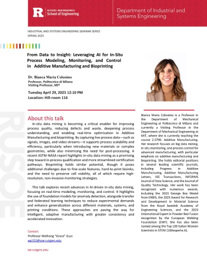 Bianca Colosimo ISE Spring Seminar